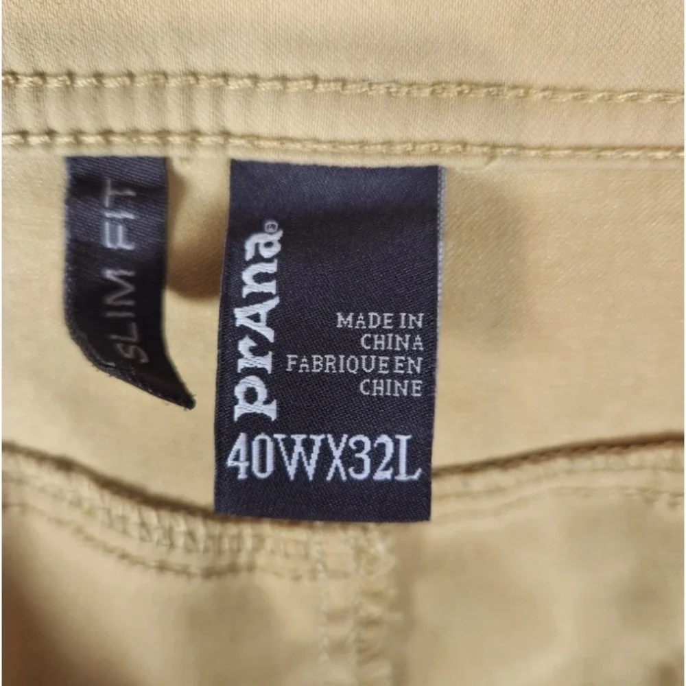 prAna Brion Slim Fit Pants Men's Size 40 x 25 HEMMED SHORT Mustard Khaki